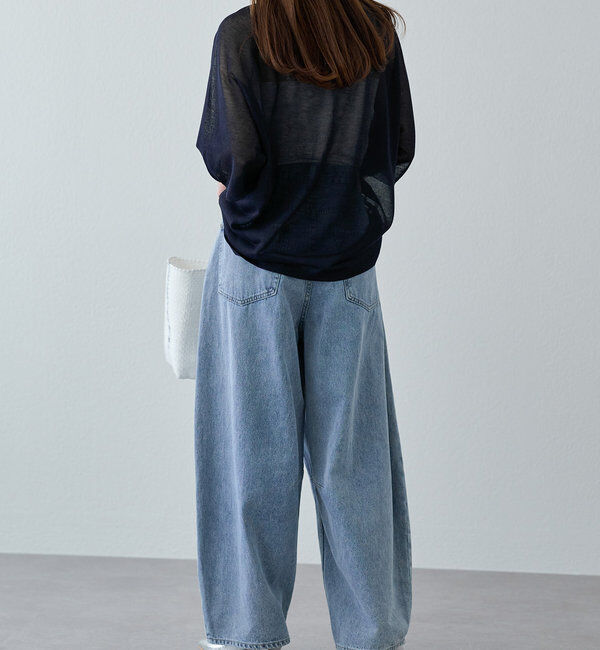  「【25th】綿麻デニムカーブシルエットパンツ」|デニム|