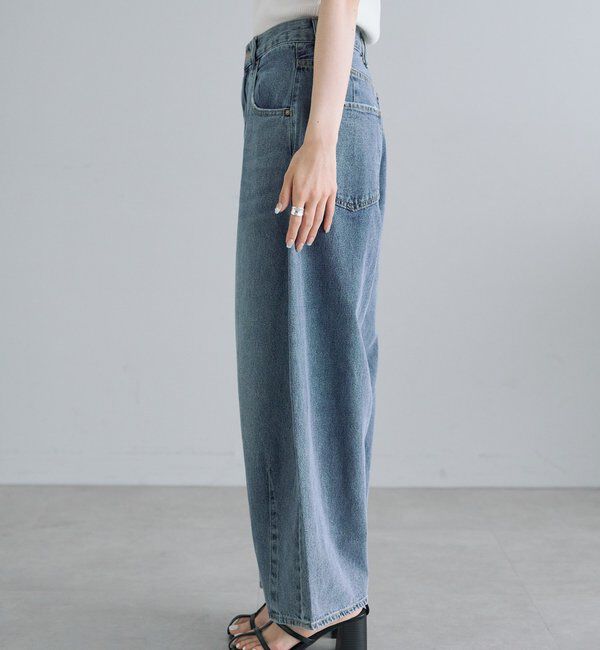 「【25th】綿麻デニムカーブシルエットパンツ」|デニム|