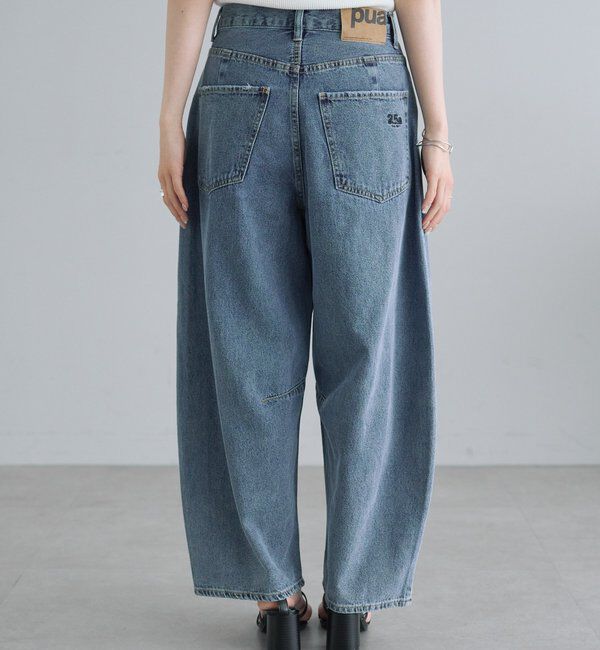  「【25th】綿麻デニムカーブシルエットパンツ」|デニム|