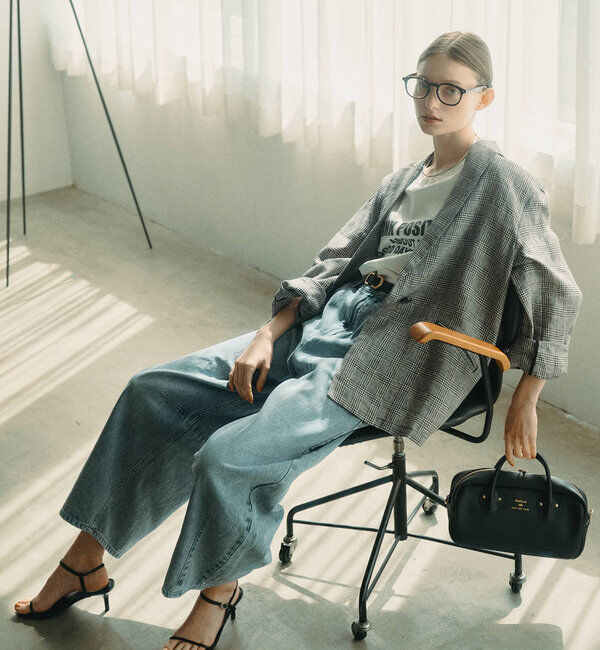  「【25th】綿麻デニムカーブシルエットパンツ」|デニム|