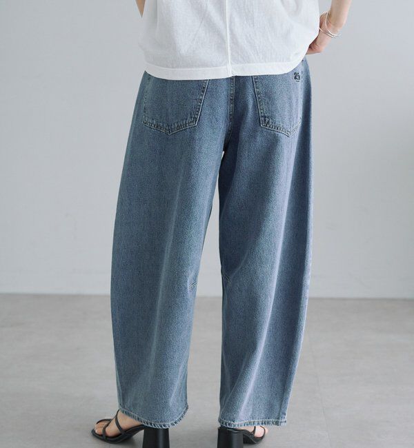  「【25th】綿麻デニムカーブシルエットパンツ」|デニム|