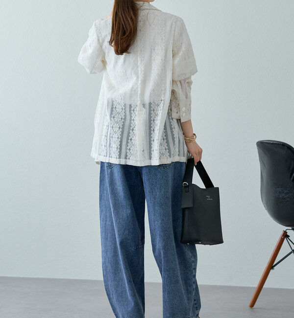  「【25th】綿麻デニムカーブシルエットパンツ」|デニム|