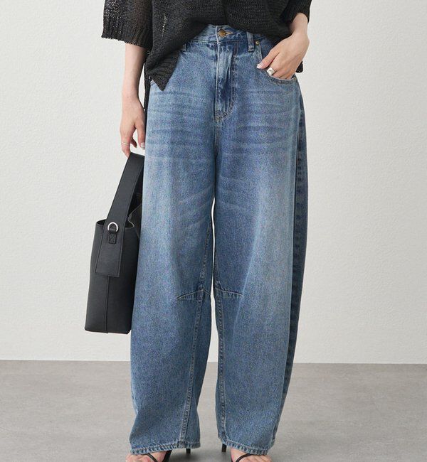  「【25th】綿麻デニムカーブシルエットパンツ」|デニム|