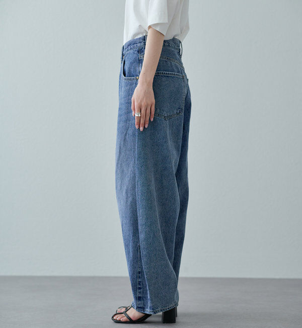  「【25th】綿麻デニムカーブシルエットパンツ」|デニム|