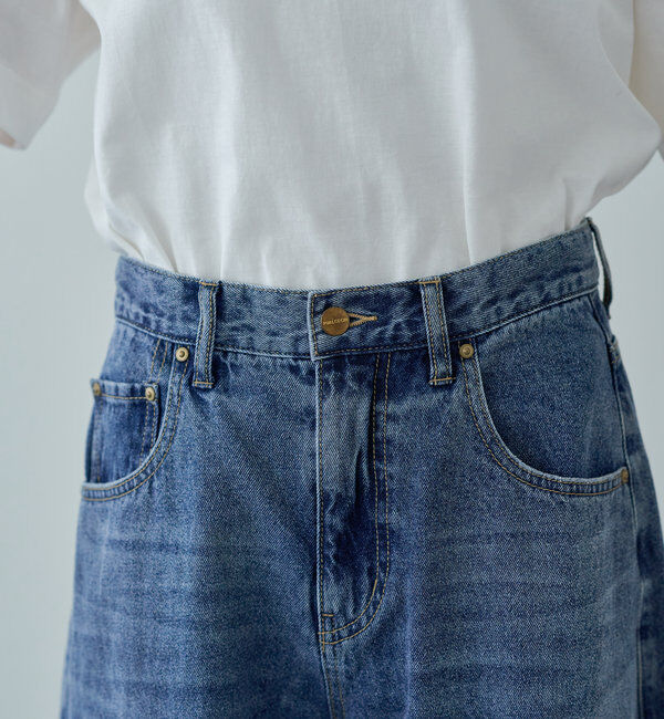  「【25th】綿麻デニムカーブシルエットパンツ」|デニム|