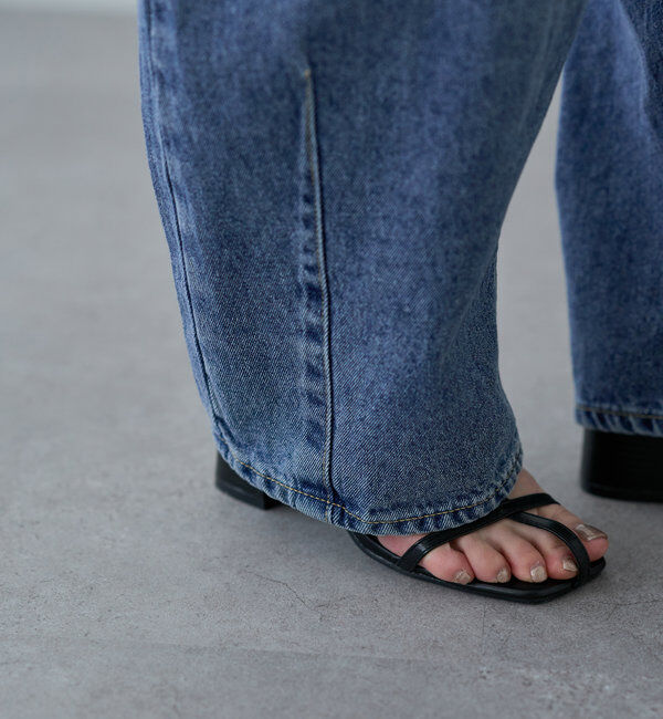  「【25th】綿麻デニムカーブシルエットパンツ」|デニム|