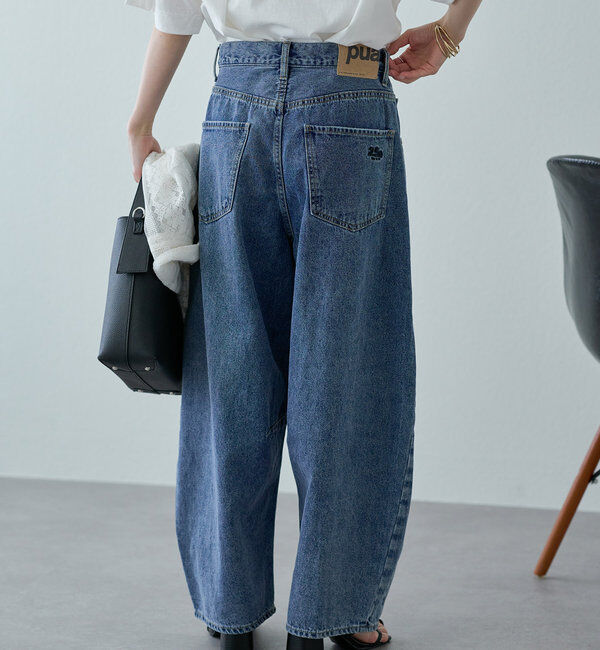  「【25th】綿麻デニムカーブシルエットパンツ」|デニム|