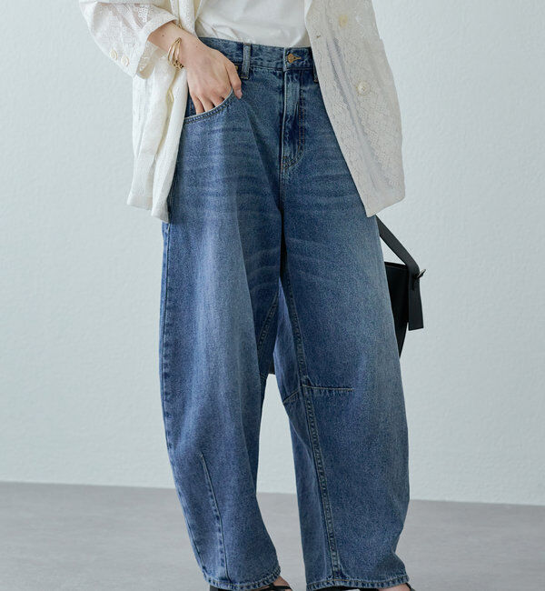  「【25th】綿麻デニムカーブシルエットパンツ」|デニム|