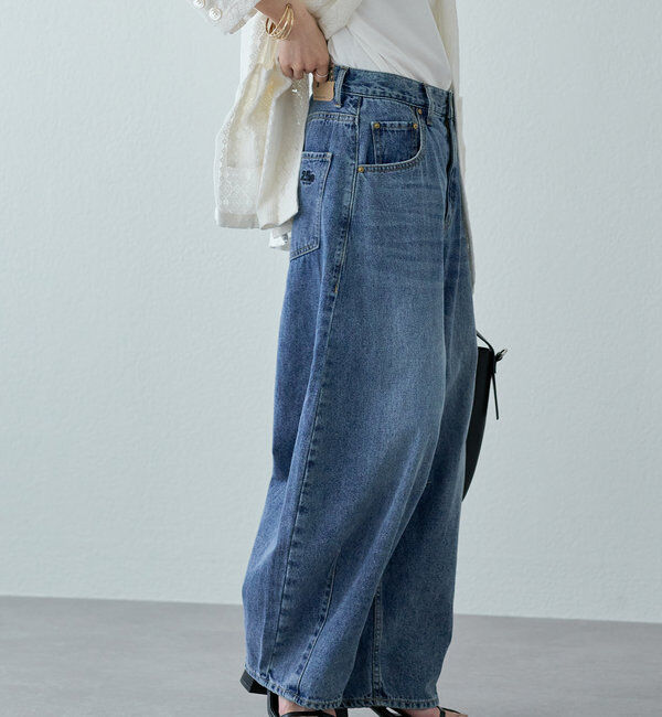  「【25th】綿麻デニムカーブシルエットパンツ」|デニム|