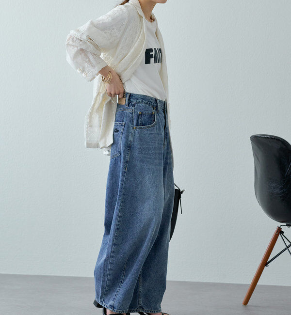  「【25th】綿麻デニムカーブシルエットパンツ」|デニム|