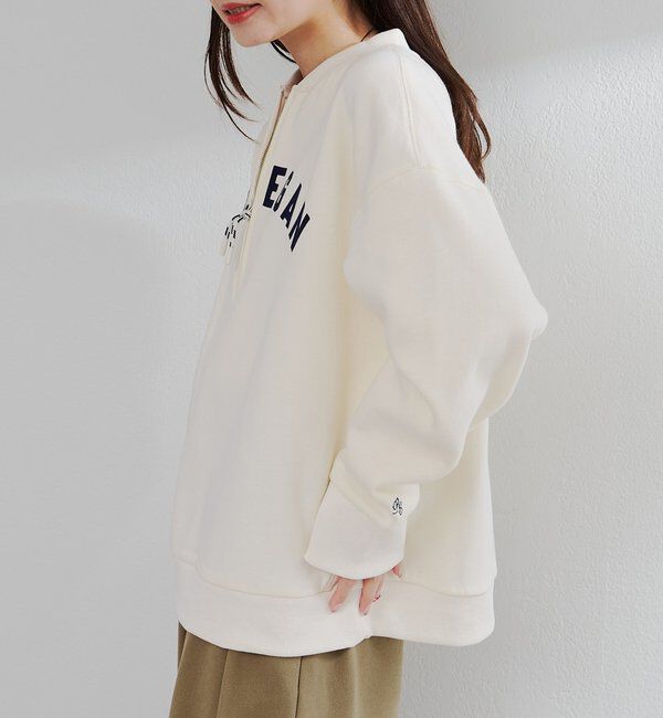  「フロッキープリントハーフジップ裏起毛スウェット」|プルオーバー|