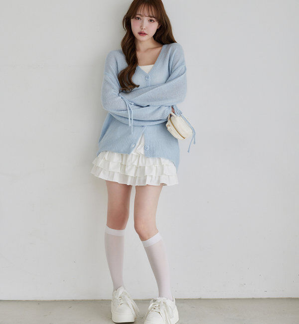  「袖リボンロングカーディガン」|ニット・セーター|