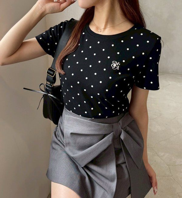  「ワンポイント刺繍ドットTシャツ」|プルオーバー|