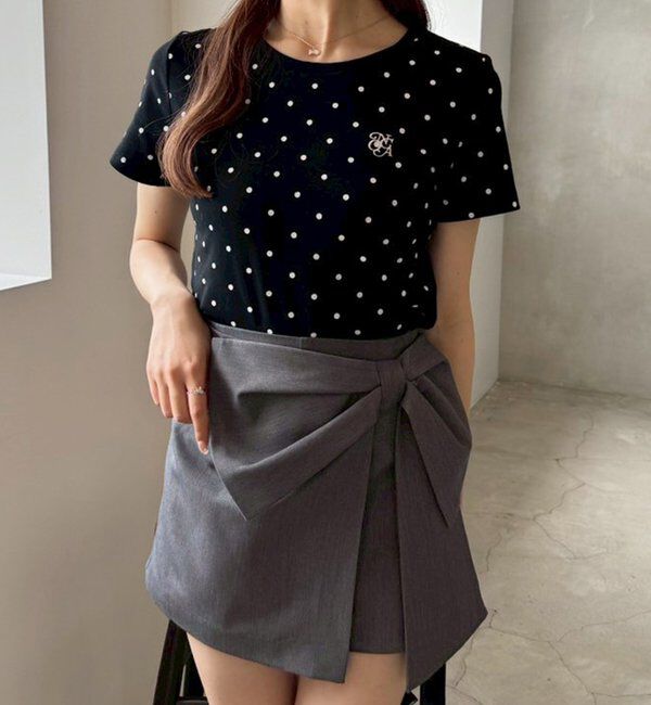  「ワンポイント刺繍ドットTシャツ」|プルオーバー|