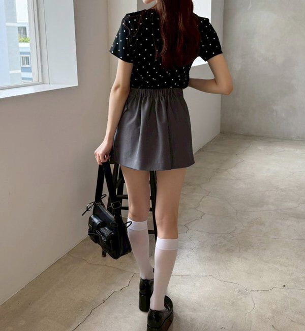  「ワンポイント刺繍ドットTシャツ」|プルオーバー|