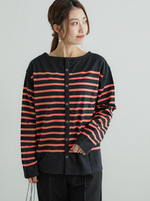 Te chichi「パネルボーダー2wayプルオーバー」|Tシャツ・カットソー|ピンク