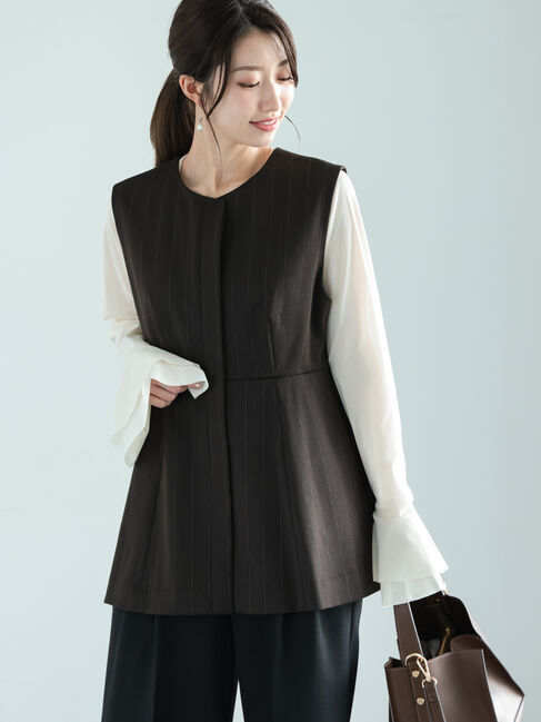 Te chichi「ファブリックアソートペプラムジレ」|ダウンベスト・ベスト|