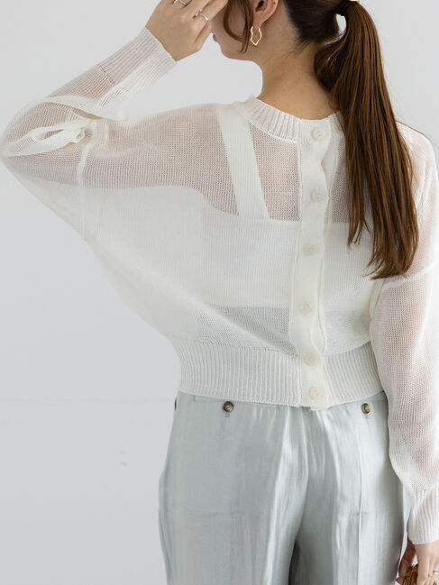 Te chichi「ペーパータッチヤーン2WAYメッシュニット」|カーディガン|オフホワイト