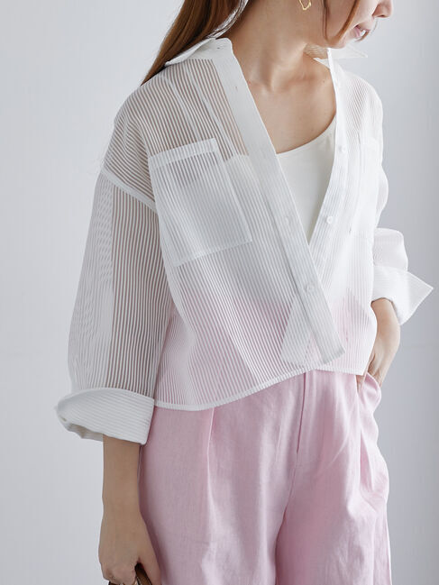 Te chichi「シアーコードストライプシャツジャケット」|その他|オフホワイト