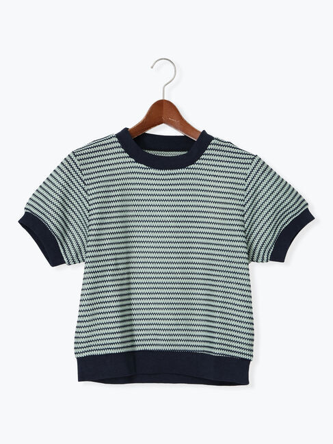 Te chichi TERRASSE「シアーボーダー半袖プルオーバー」|その他|ネイビー