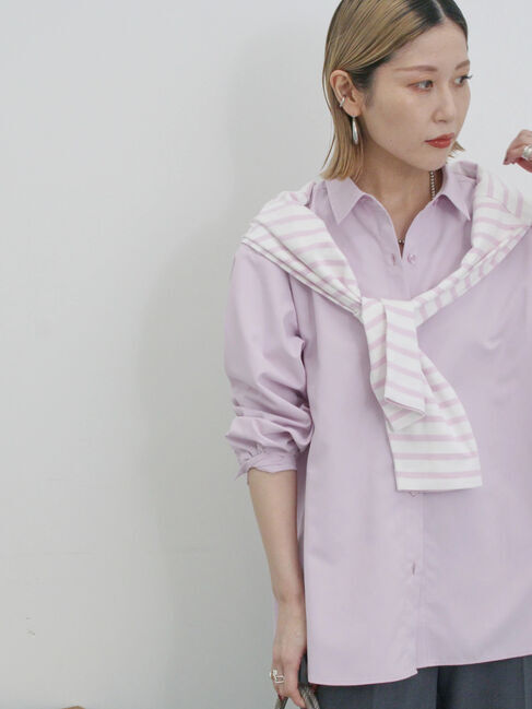 Samansa Mos2 blue「【イージーケア】マルチスタイルシャツ」|シャツ・ブラウス|