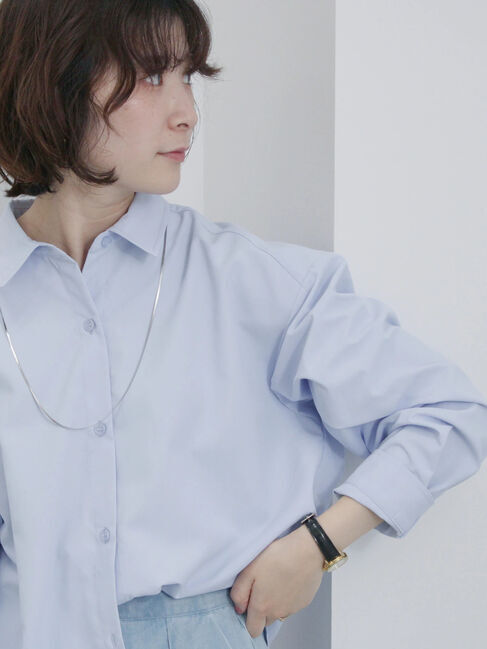 Samansa Mos2 blue「【イージーケア】マルチスタイルシャツ」|シャツ・ブラウス|
