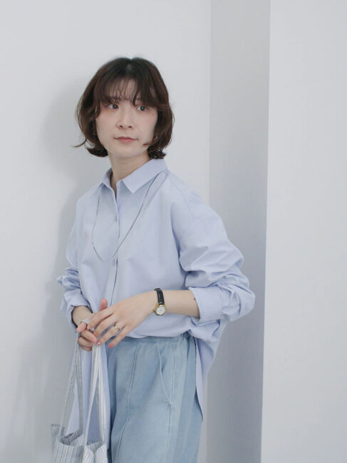 Samansa Mos2 blue「【イージーケア】マルチスタイルシャツ」|シャツ・ブラウス|