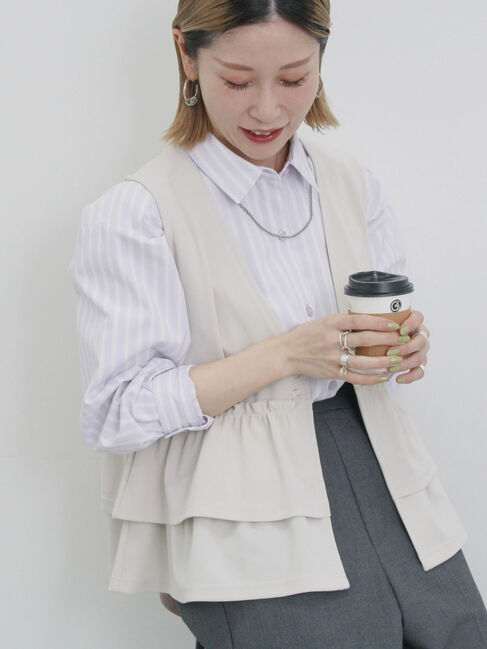 Samansa Mos2 blue「【イージーケア】マルチスタイルシャツ」|シャツ・ブラウス|