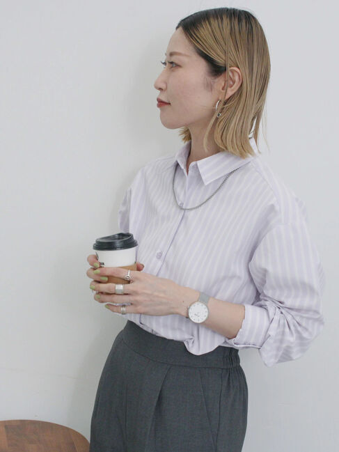 Samansa Mos2 blue「【イージーケア】マルチスタイルシャツ」|シャツ・ブラウス|