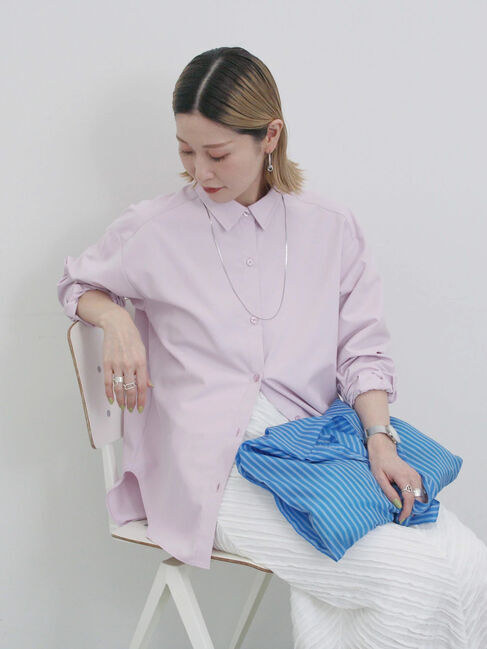 Samansa Mos2 blue「【イージーケア】マルチスタイルシャツ」|シャツ・ブラウス|