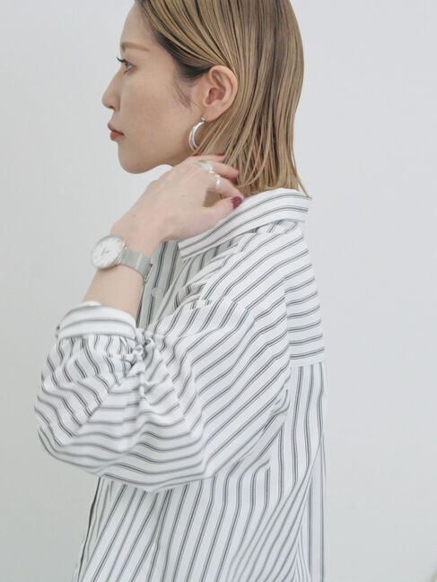 Samansa Mos2 blue「【イージーケア】マルチスタイルシャツ」|シャツ・ブラウス|