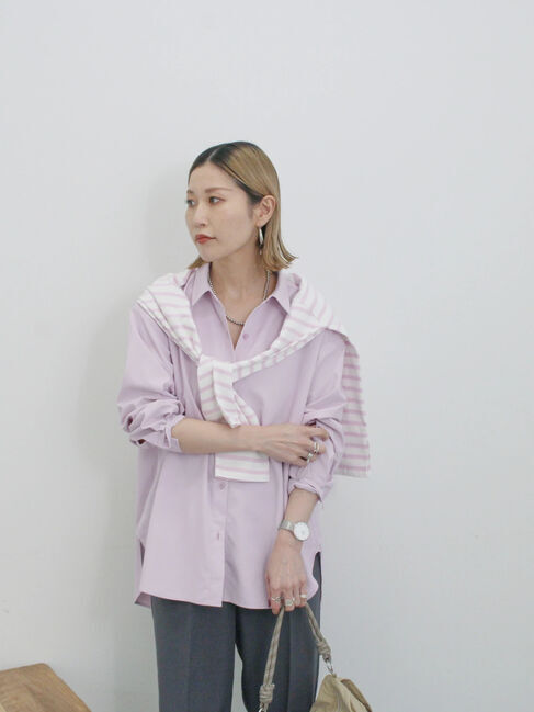 Samansa Mos2 blue「【イージーケア】マルチスタイルシャツ」|シャツ・ブラウス|