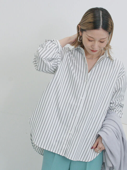 Samansa Mos2 blue「【イージーケア】マルチスタイルシャツ」|シャツ・ブラウス|