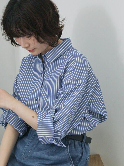 Samansa Mos2 blue「【イージーケア】マルチスタイルシャツ」|シャツ・ブラウス|