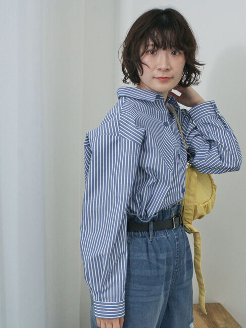 Samansa Mos2 blue「【イージーケア】マルチスタイルシャツ」|シャツ・ブラウス|