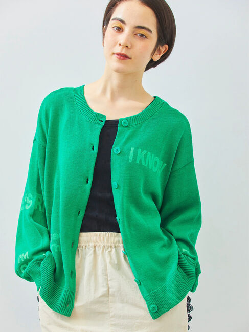 Samansa Mos2「ランダムロゴプリント前後2WAYニット」|カーディガン|