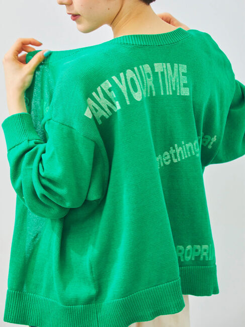 Samansa Mos2「ランダムロゴプリント前後2WAYニット」|カーディガン|