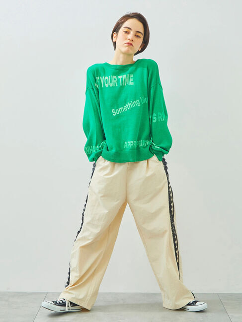 Samansa Mos2「ランダムロゴプリント前後2WAYニット」|カーディガン|