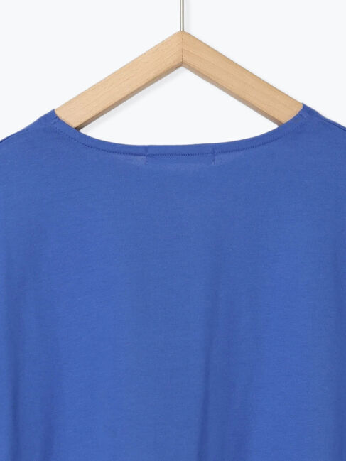 Samansa Mos2 blue「ロゴ刺繍フレンチスリーブTシャツ」|Tシャツ・カットソー|