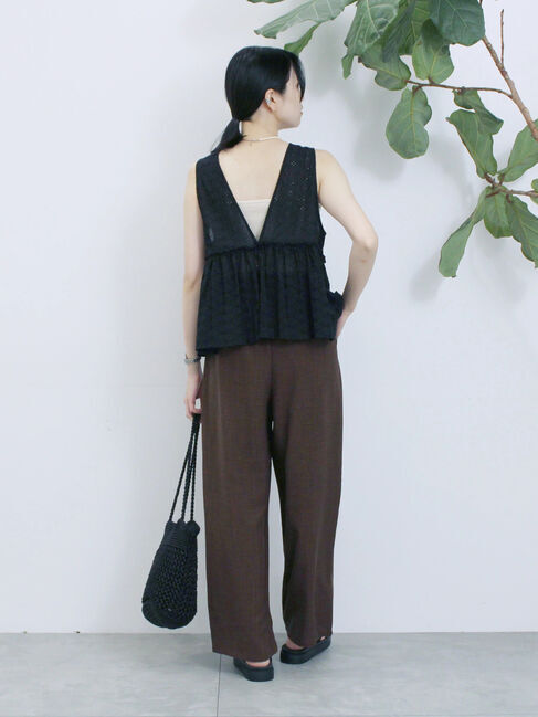 Samansa Mos2 blue「カットワークレースベスト」|シャツ・ブラウス|