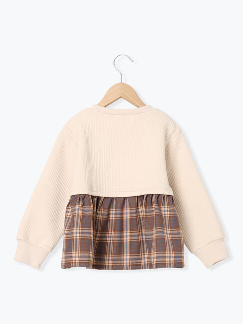  「チェック切替ペプラムトレーナー」|Tシャツ・カットソー|