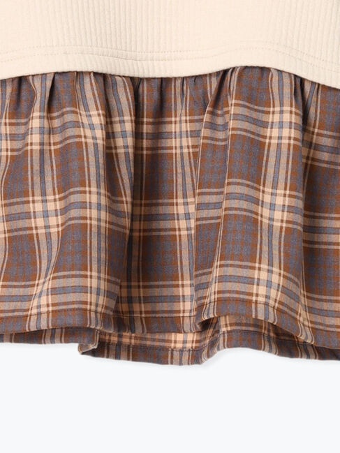  「チェック切替ペプラムトレーナー」|Tシャツ・カットソー|