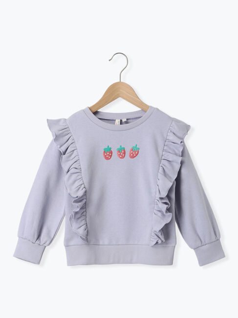 Samansa Mos2 Lagom「いちご刺繍フリルトレーナー」|Tシャツ・カットソー|