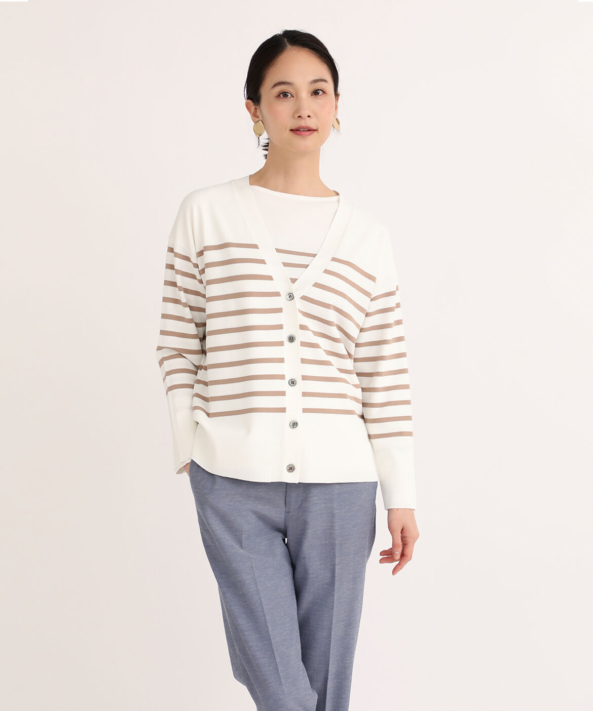 7-IDconcept.「ボーダー柄カーディガン」|カーディガン|