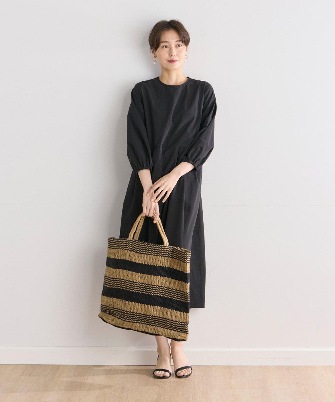 7-IDconcept.「《大きいサイズ》コットンライクウエスト切替ワンピース」|ワンピース|