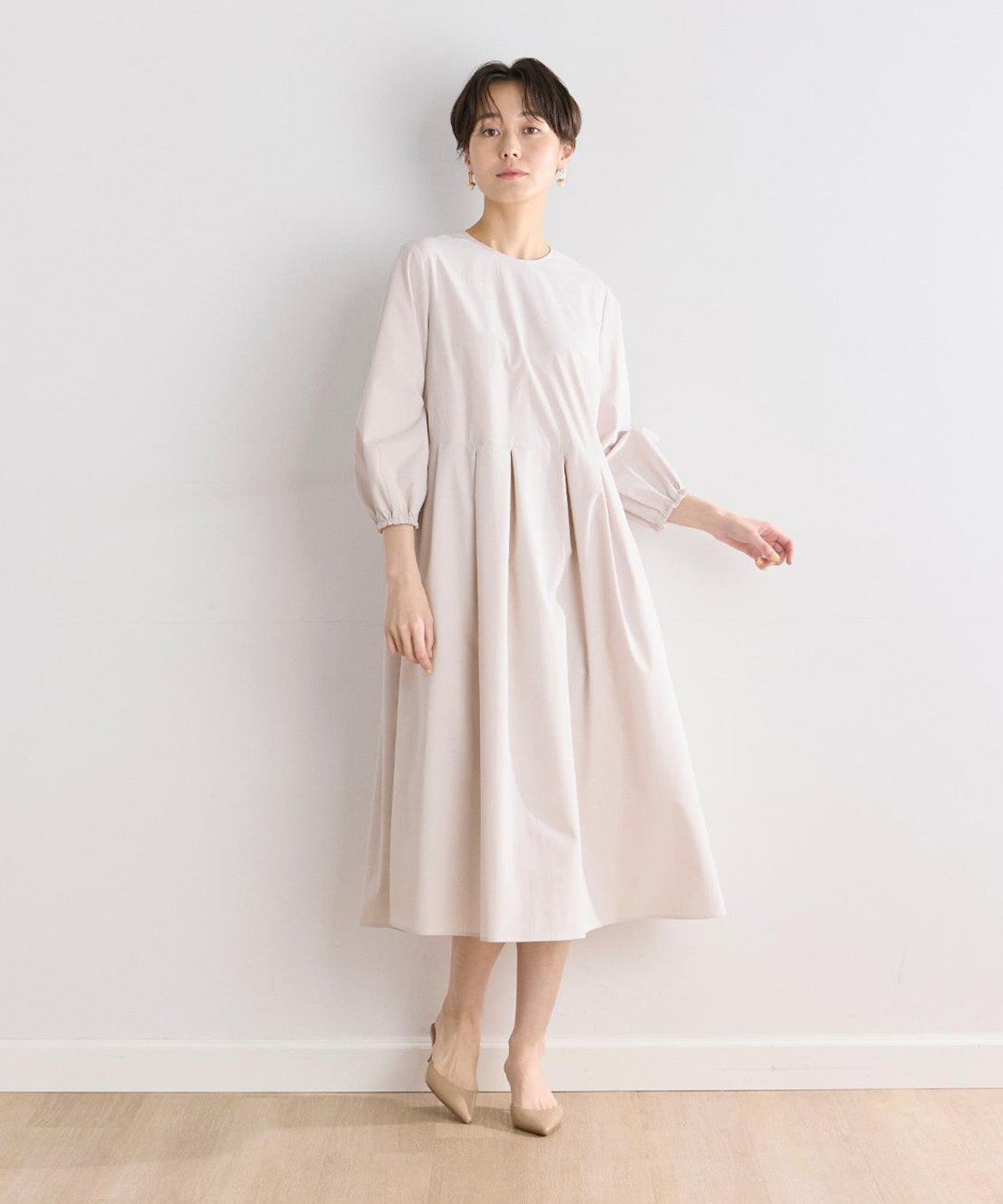 7-IDconcept.「《大きいサイズ》コットンライクウエスト切替ワンピース」|ワンピース|