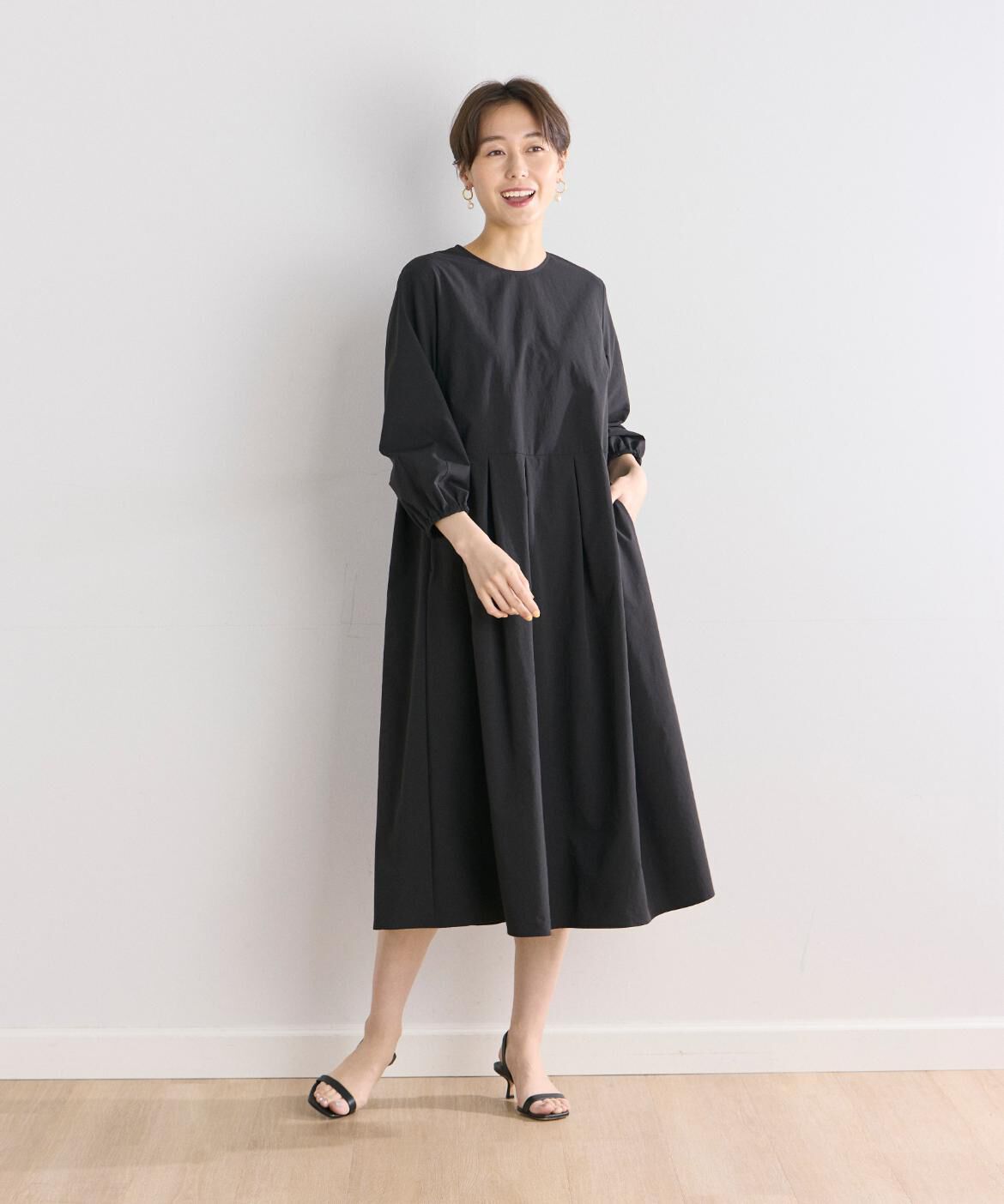 7-IDconcept.「《大きいサイズ》コットンライクウエスト切替ワンピース」|ワンピース|