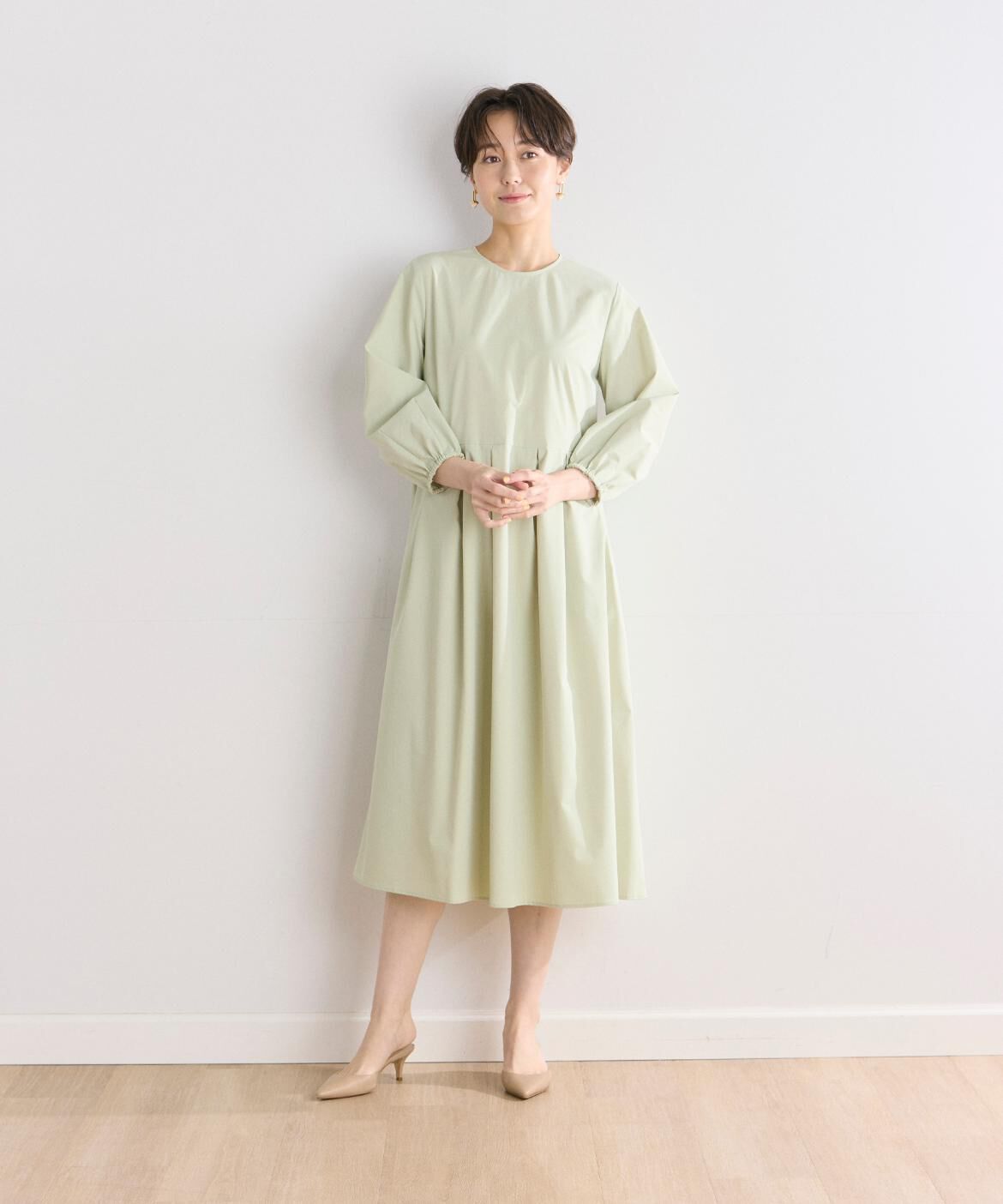 7-IDconcept.「《大きいサイズ》コットンライクウエスト切替ワンピース」|ワンピース|
