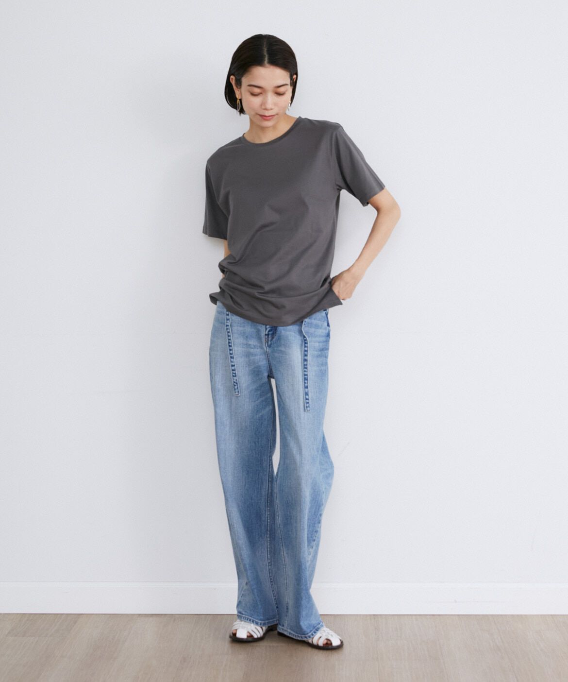 INED「《大きいサイズ》ベーシック半袖Tシャツ」|Tシャツ・カットソー|