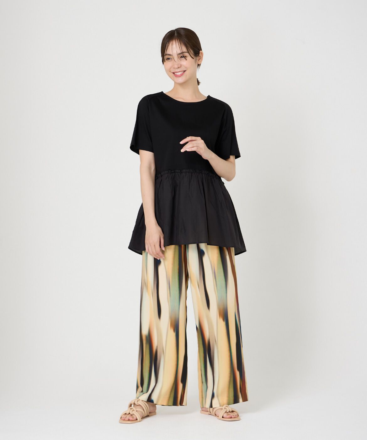 INED「異素材ペプラムカットソー」|Tシャツ・カットソー|